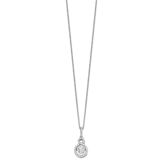 Brilliant Embers Sterling Silver Rhodium-plated 34 Stone with Moving Center Vibrant CZ and Micro Pav������ CZ Infinity Necklace with 2 Inch Extender QMP1400-18