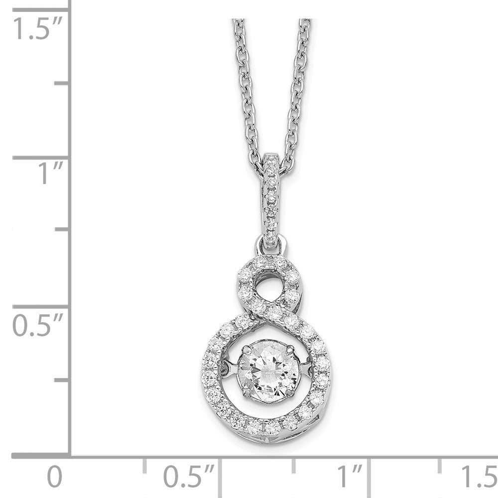 Brilliant Embers Sterling Silver Rhodium-plated 34 Stone with Moving Center Vibrant CZ and Micro Pav������ CZ Infinity Necklace with 2 Inch Extender QMP1400-18