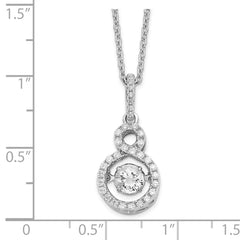 Brilliant Embers Sterling Silver Rhodium-plated 34 Stone with Moving Center Vibrant CZ and Micro Pav������ CZ Infinity Necklace with 2 Inch Extender QMP1400-18