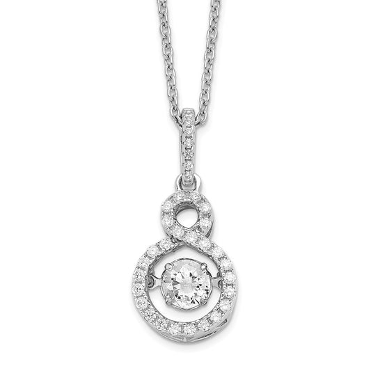 Brilliant Embers Sterling Silver Rhodium-plated 34 Stone with Moving Center Vibrant CZ and Micro Pav������ CZ Infinity Necklace with 2 Inch Extender QMP1400-18