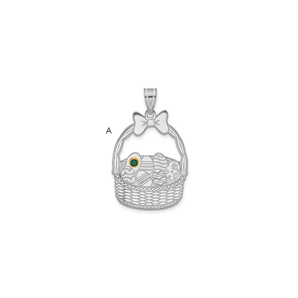 Sterling Silver 1 Birthstone with 14ky Bezel Easter Basket Pendant QMP1538_1G--6