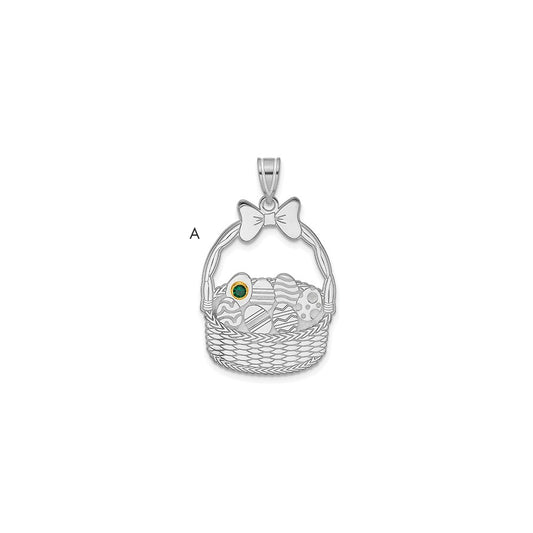 Sterling Silver 1 Birthstone with 14ky Bezel Easter Basket Pendant QMP1538_1G--6