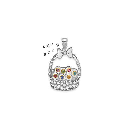 Sterling Silver 7 Birthstone with 14ky Bezel Easter Basket Pendant QMP1538_7G--6