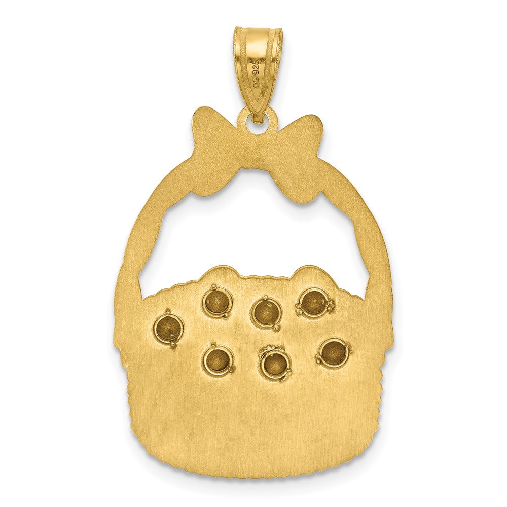 Sterling Silver/Gold-Plated 7 Birthstone with SS Bezel Easter Basket Pendan QMP1538_7GP--6