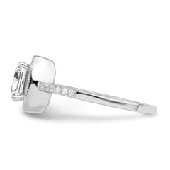 Brilliant Embers Sterling Silver Rhodium-plated 37 Stone Halo Micro Pav������������������ CZ Ring