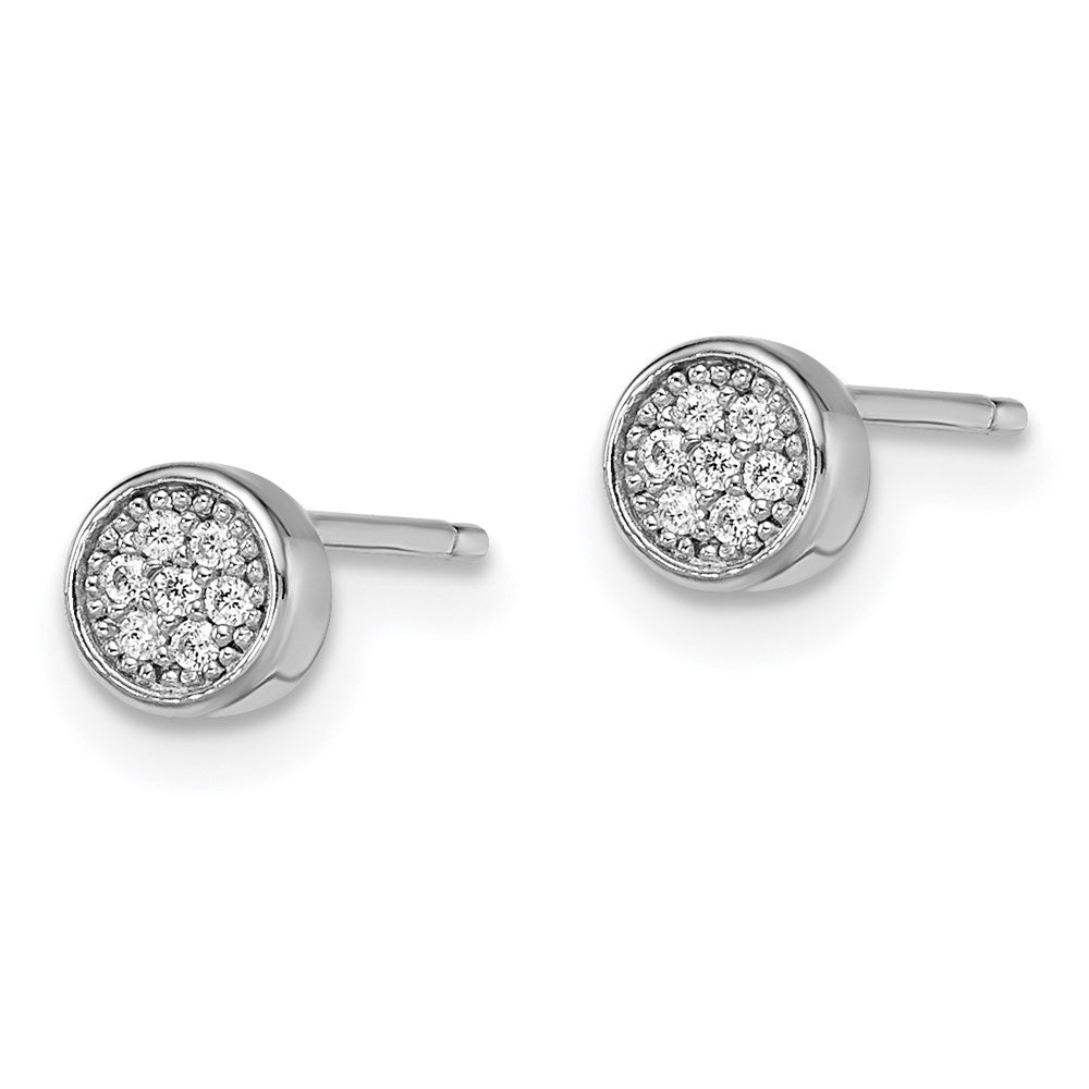 QMP258 Brilliant Embers Sterling Silver Rhodium-plated 14 Stone Micro Pav������������������������������������������������������ CZ Polished Post Earrings