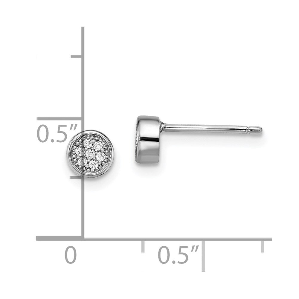QMP258 Brilliant Embers Sterling Silver Rhodium-plated 14 Stone Micro Pav������������������������������������������������������ CZ Polished Post Earrings