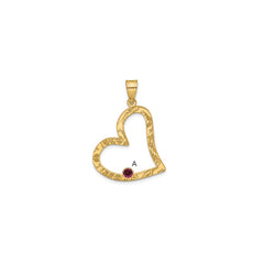 SS/Rhod-plated 1 Birthstone Heart with 14k Bezel Family Pendant QMP2_1GP--6