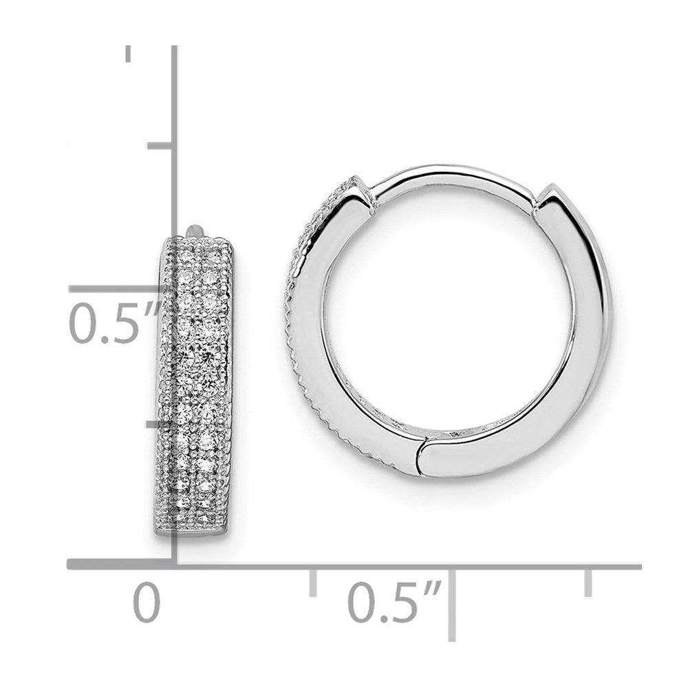 QMP316 Brilliant Embers Sterling Silver Rhodium-plated 48 Stone Micro Pav������������������������������������������������������ CZ Hinged Hoop Earrings