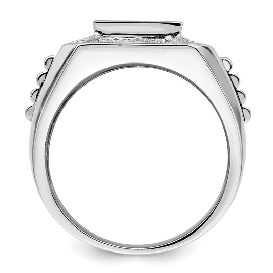 Brilliant Embers Sterling Silver Rhodium-plated 89 Stone Micro Pav������������������ CZ Polished Men's Ring