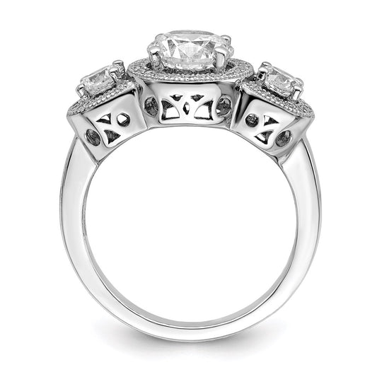 Brilliant Embers Sterling Silver Rhodium-plated 50 Stone Micro Pav������������������ CZ Ring