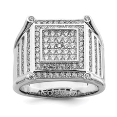 Brilliant Embers Sterling Silver Rhodium-plated 109 Stone Micro Pav������ CZ Men's Ring