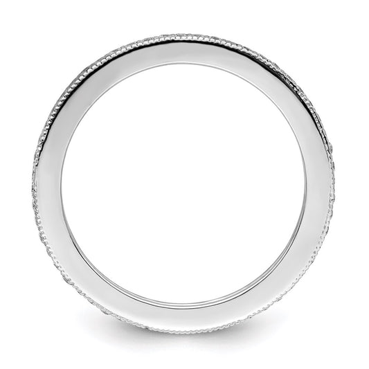 Brilliant Embers Sterling Silver Rhodium-plated 60 Stone Micro Pav������ CZ Ring