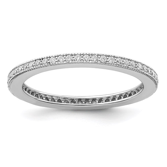Brilliant Embers Sterling Silver Rhodium-plated 60 Stone Micro Pav������ CZ Ring