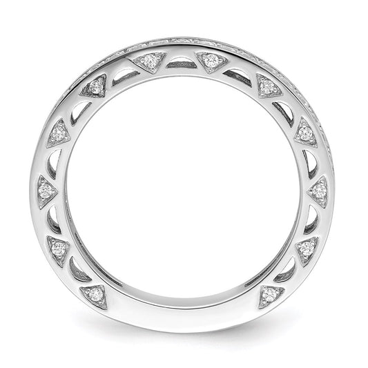 Brilliant Embers Sterling Silver Rhodium-plated 59 Stone Micro Pav������ CZ Ring