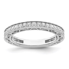 Brilliant Embers Sterling Silver Rhodium-plated 59 Stone Micro Pav������ CZ Ring