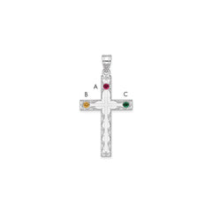 Sterling Silver Rh-plt Crystal Family Cross Pendant QMP5_3SS--6