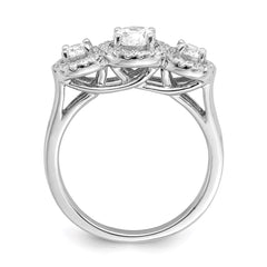 Brilliant Embers Sterling Silver Rhodium-plated 42 Stone Halo Micro Pav������������������ CZ 3 Stone Ring