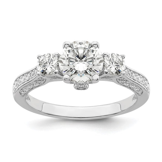Brilliant Embers Sterling Silver Rhodium-plated 45 Stone Micro Pav������������������ CZ Ring
