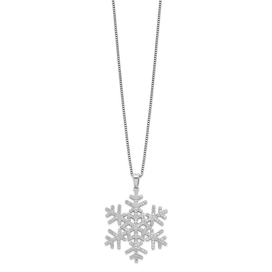 Brilliant Embers Sterling Silver Rhodium-plated 205 Stone 18 inch Micro Pav������ CZ Snowflake Necklace with 2 Inch Extender QMP777-18