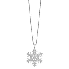 Brilliant Embers Sterling Silver Rhodium-plated 205 Stone 18 inch Micro Pav������ CZ Snowflake Necklace with 2 Inch Extender QMP777-18