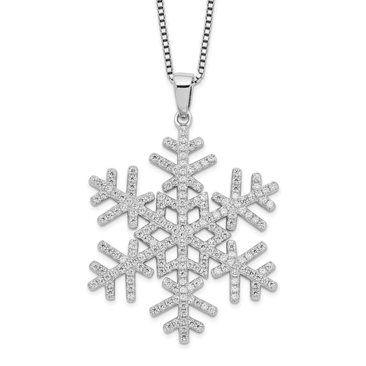 Brilliant Embers Sterling Silver Rhodium-plated 205 Stone 18 inch Micro Pav������ CZ Snowflake Necklace with 2 Inch Extender QMP777-18