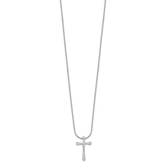 Brilliant Embers Sterling Silver Rhodium-plated 18 Stone 18 inch Micro Pav������ CZ Cross Necklace with 2 Inch Extender QMP782-18