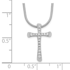 Brilliant Embers Sterling Silver Rhodium-plated 18 Stone 18 inch Micro Pav������ CZ Cross Necklace with 2 Inch Extender QMP782-18