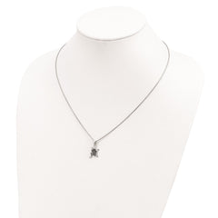 Brilliant Embers Sterling Silver Rhodium-plated 34 Stone 18 inch Micro Pav������ Green CZ Frog Necklace with 2 Inch Extender QMP830-18