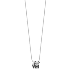 Brilliant Embers Sterling Silver Rhodium-plated 84 Stone 18 inch Micro Pav������ Black and White CZ Panda Necklace with 2 Inch Extender QMP831-18