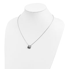 Brilliant Embers Sterling Silver Rhodium-plated 84 Stone 18 inch Micro Pav������ Black and White CZ Panda Necklace with 2 Inch Extender QMP831-18