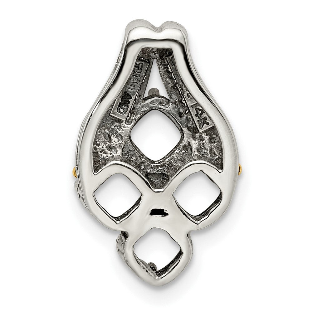 Sterling Silver Antiqued w/14k 4-stone Mother's Pendant QMPD10_4--6