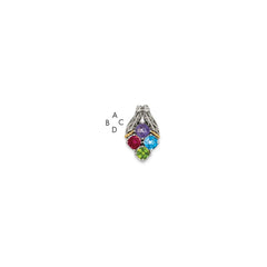 Sterling Silver Antiqued w/14k 4-stone Mother's Pendant QMPD10_4--6