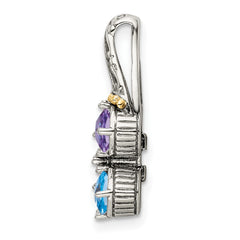 Sterling Silver Antiqued w/14k 5-stone Mother's Pendant QMPD10_5--6