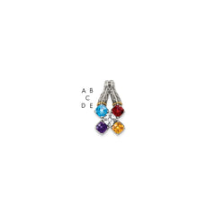Sterling Silver Antiqued w/14k 5-stone Mother's Pendant QMPD10_5--6