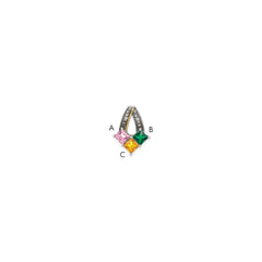 Sterling Silver Antiqued w/14k 3-stone w/Diamond Mothers Pendant Semi-Mount QMPD12_3--6