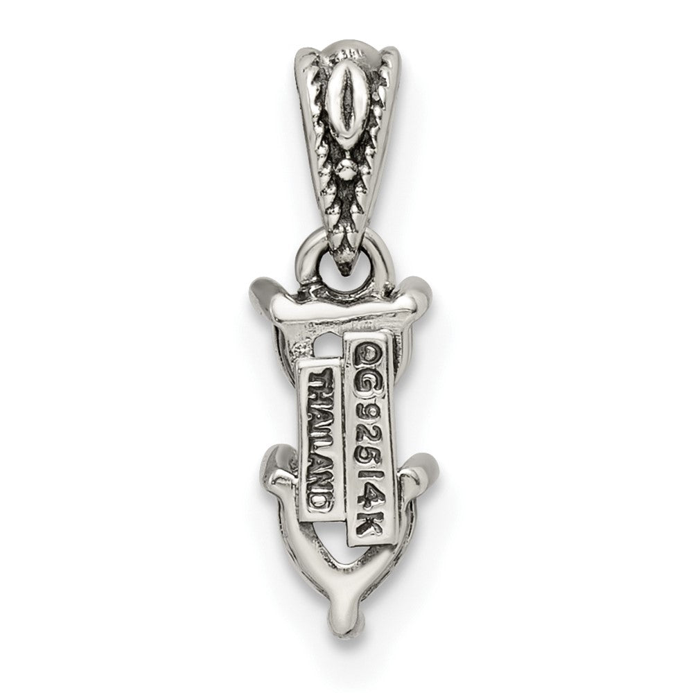 Sterling Silver Antiqued w/14k 2-stone Mother's Pendant QMPD16_2--6