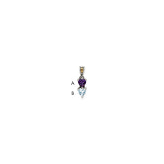Sterling Silver Antiqued w/14k 2-stone Mother's Pendant QMPD16_2--6