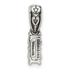 Sterling Silver Antiqued w/14k 2-stone w/Diamond Mother's Pendant QMPD23_2--6
