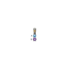 Sterling Silver Antiqued w/14k 2-stone w/Diamond Mother's Pendant QMPD23_2--6