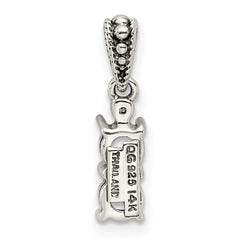Sterling Silver Antiqued w/14k 2-stone w/Diamond Mother's Pendant QMPD24_2--6