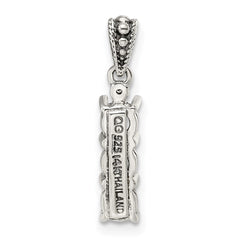 Sterling Silver Antiqued w/14k 3-stone w/Diamond Mother's Pendant QMPD24_3--6
