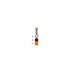 Sterling Silver Antiqued w/14k 3-stone w/Diamond Mother's Pendant QMPD24_3--6