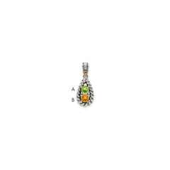 Sterling Silver Antiqued w/14k 2-stone w/Diamond Mother's Pendant QMPD25_2--6