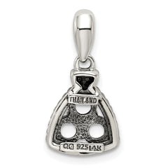 Sterling Silver Antiqued w/14k 3-stone w/Diamond Mother's Pendant QMPD26_3--6
