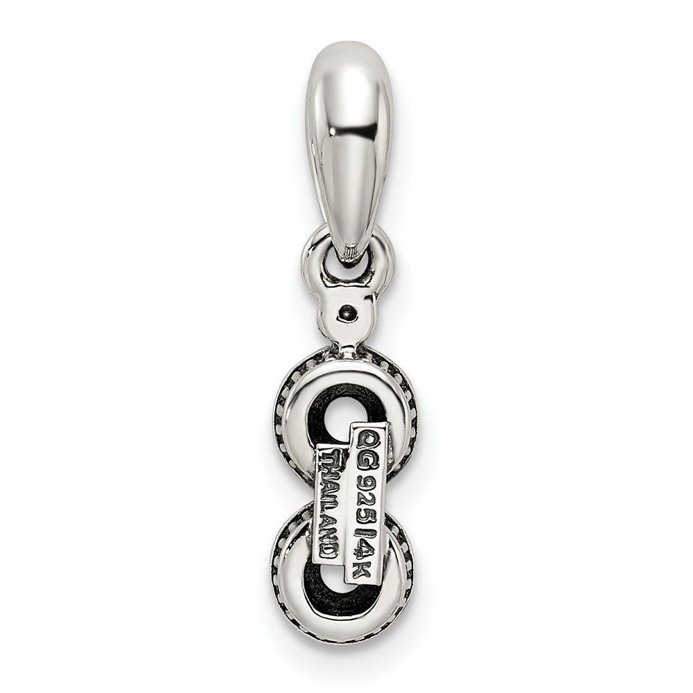 Sterling Silver Antiqued w/14k 2-stone w/Diamond Mother's Pendant QMPD27_2--6