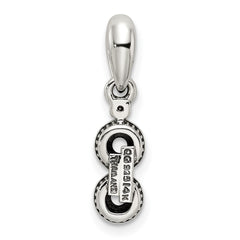 Sterling Silver Antiqued w/14k 2-stone w/Diamond Mother's Pendant QMPD27_2--6