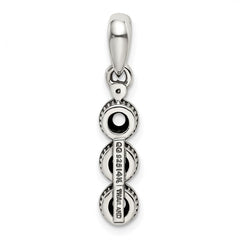 Sterling Silver Antiqued w/14k 3-stone w/Diamond Mother's Pendant QMPD27_3--6
