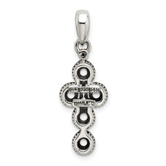Sterling Silver Antiqued w/14k 5-stone w/Diamond Mother's Pendant QMPD27_5--6