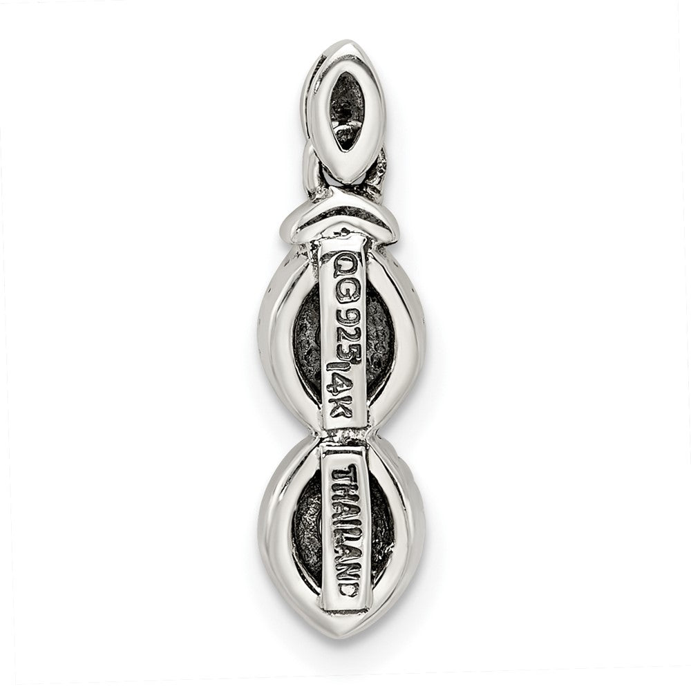 Sterling Silver Antiqued w/14k 2-stone w/Diamond Mother's Pendant QMPD28_2--6